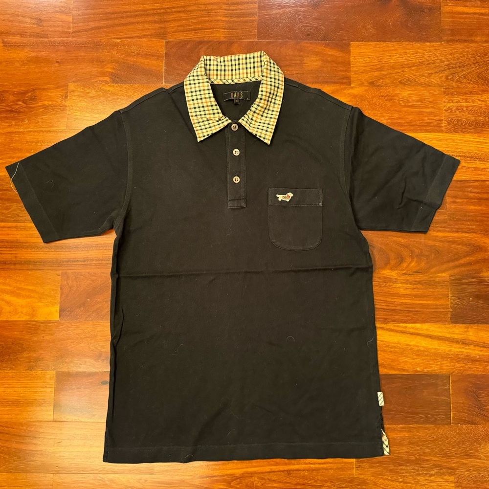 Daks Black Polo Shirt with Checkered Collar